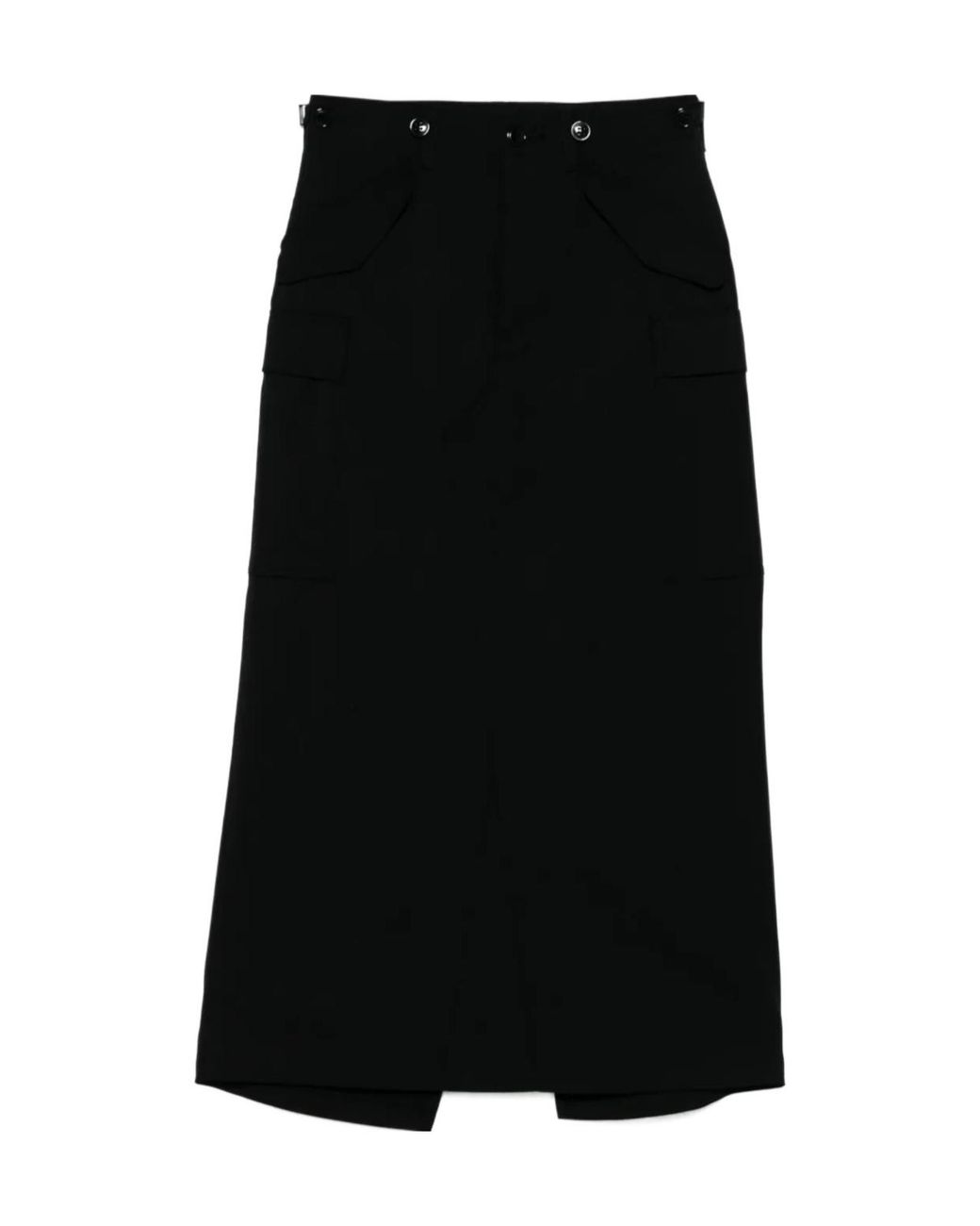 Junya Watanabe Black Cargo Back-Slit Midi Skirt