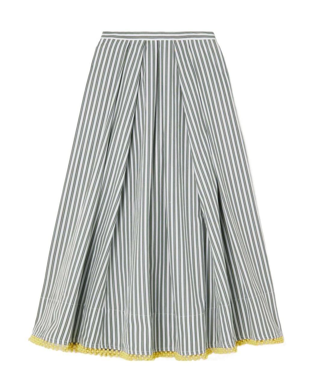 Rosie Assoulin Gray A-Line Striped Skirt