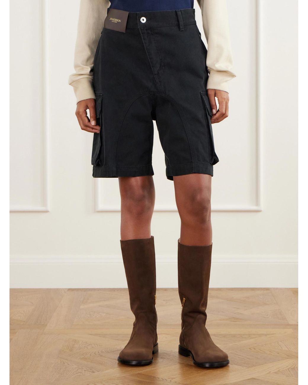 J.W. Anderson Black Twisted Patch Pocket Cotton-Twill Shorts