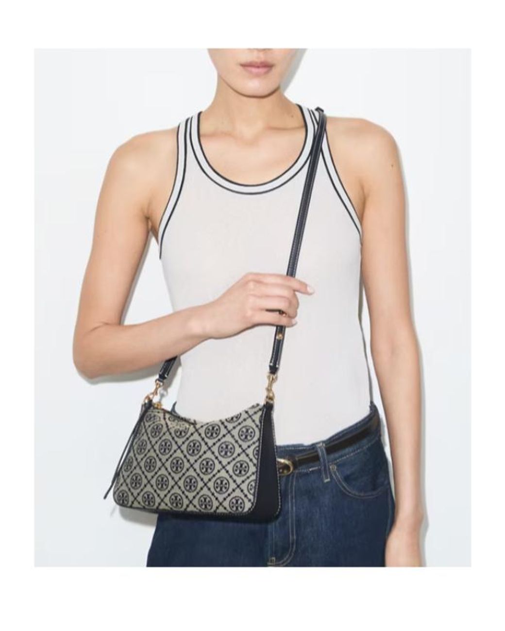 Tory Burch White T-Monogram Shoulder Bag