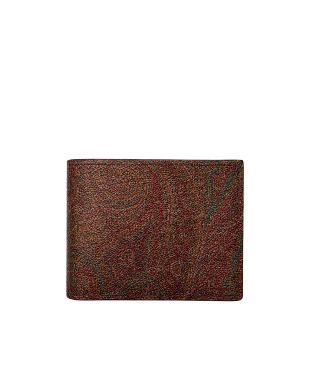 Etro Brown Paisley Printed Bi-Fold Wallet for men
