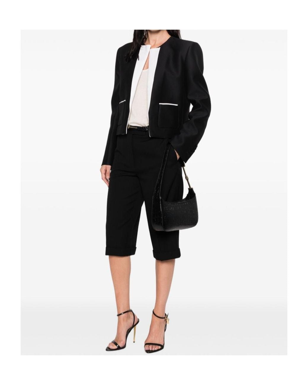 Tom Ford Black Cuffed Cropped Pants