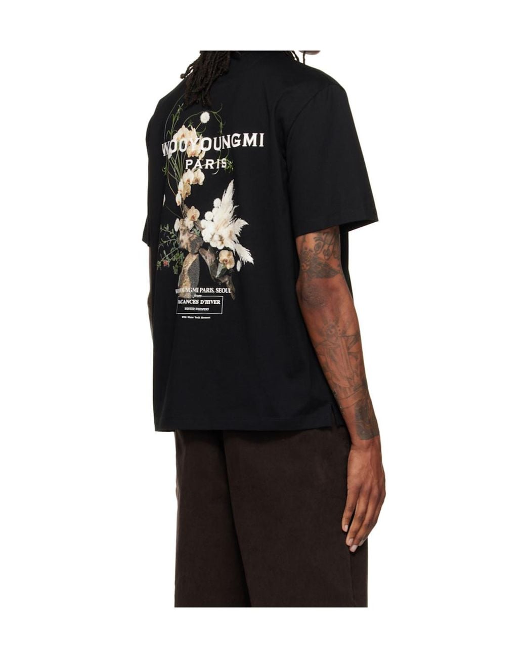 Wooyoungmi Black Floral Graphic T-Shirt for men