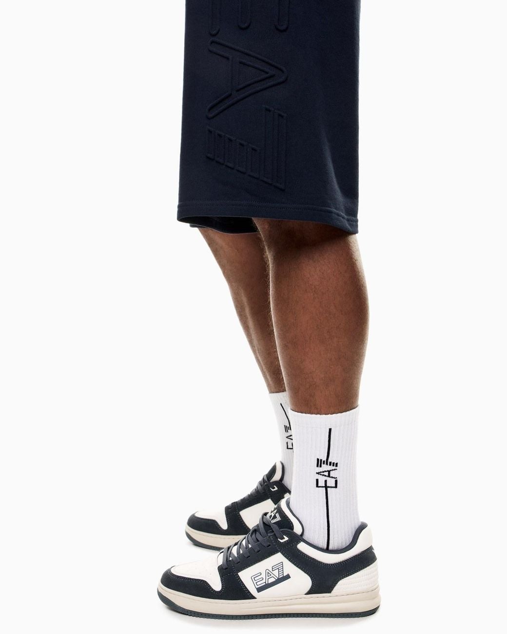 EA7 Blue Logo-Embossed Bermuda Shorts for men
