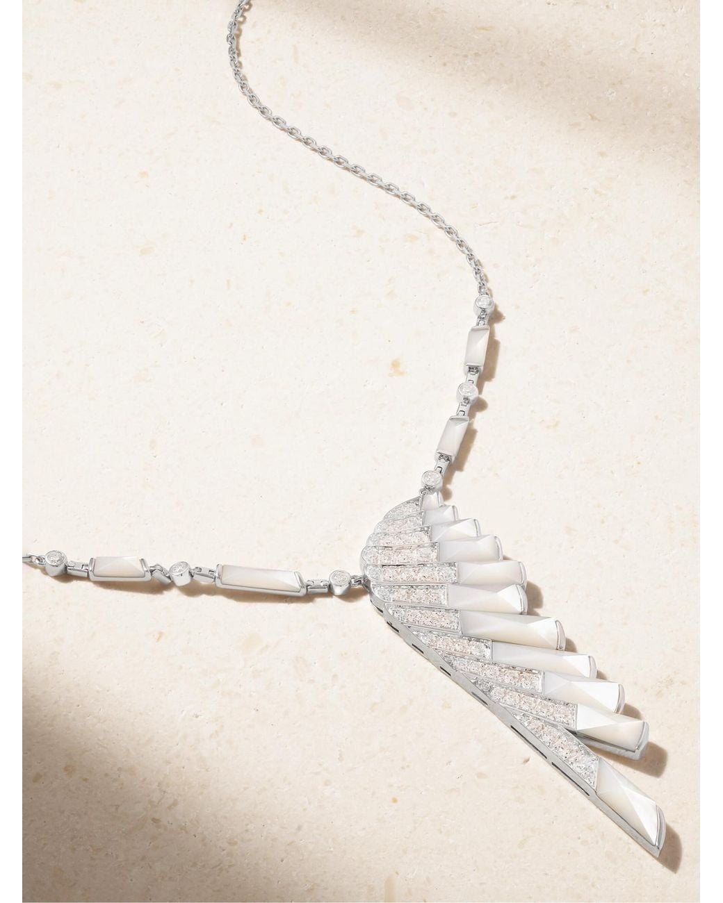 Garrard White 18-Karat, Mother-Of-Pearl And Diamond Necklace