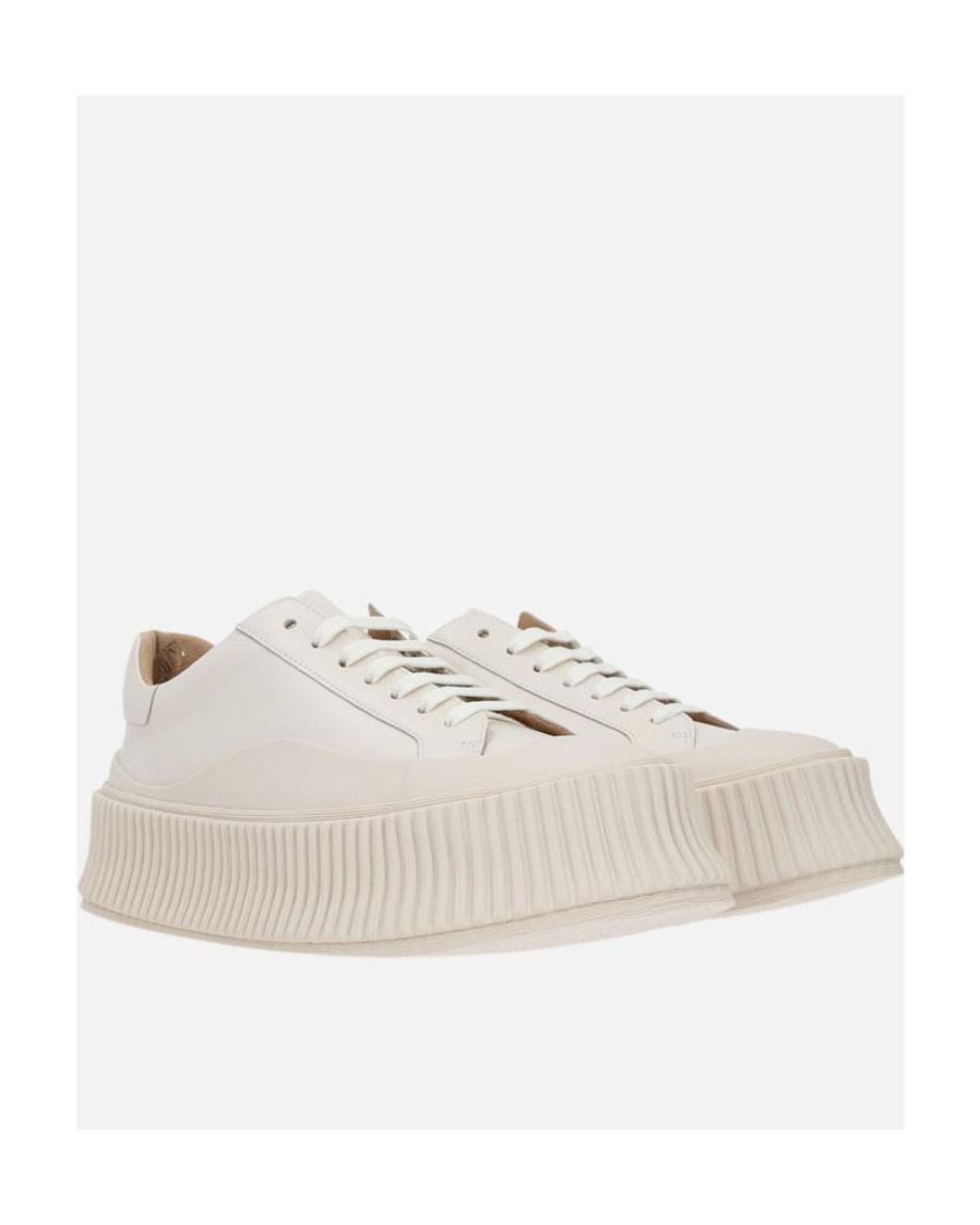 Jil Sander White Ribbed-Sole Low-Top Sneakers