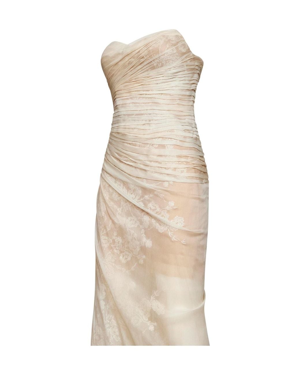 Ermanno Scervino White Lace Embroidered Georgette Strapless Dress