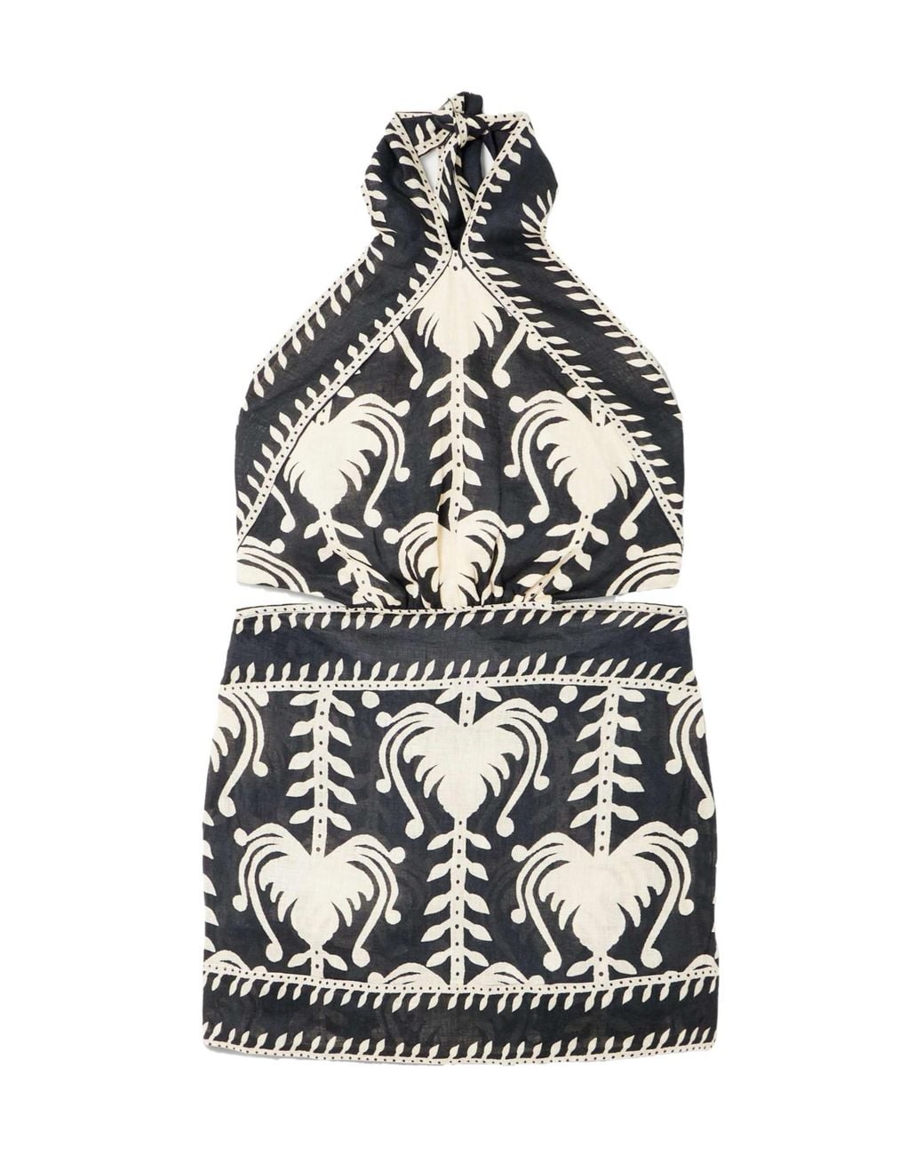 Johanna Ortiz White Tide Halterneck Cut-Out Mini Dress