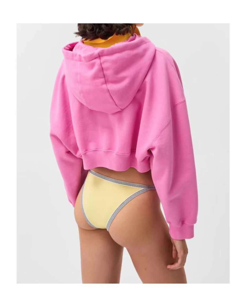 Versace Pink Cotton Crop Hoodie