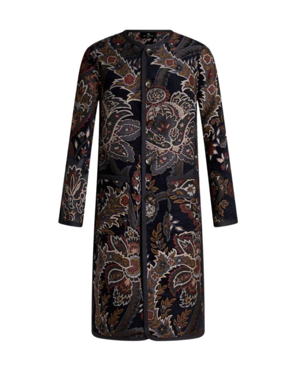 Etro Black Reversible Chenille Jacquard Coat