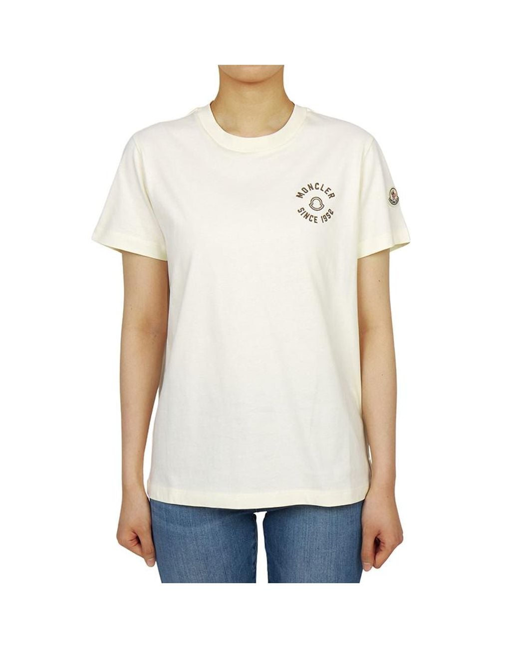 Moncler White Logo Patch Crewneck T-Shirt