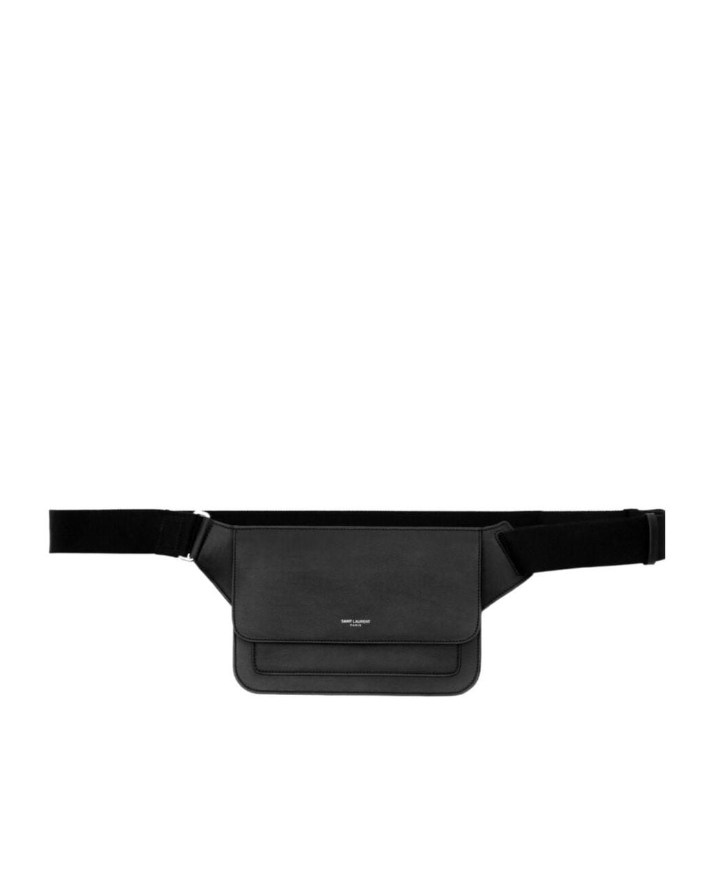Saint Laurent Black Paris Logo Stamp Belt Bag for men