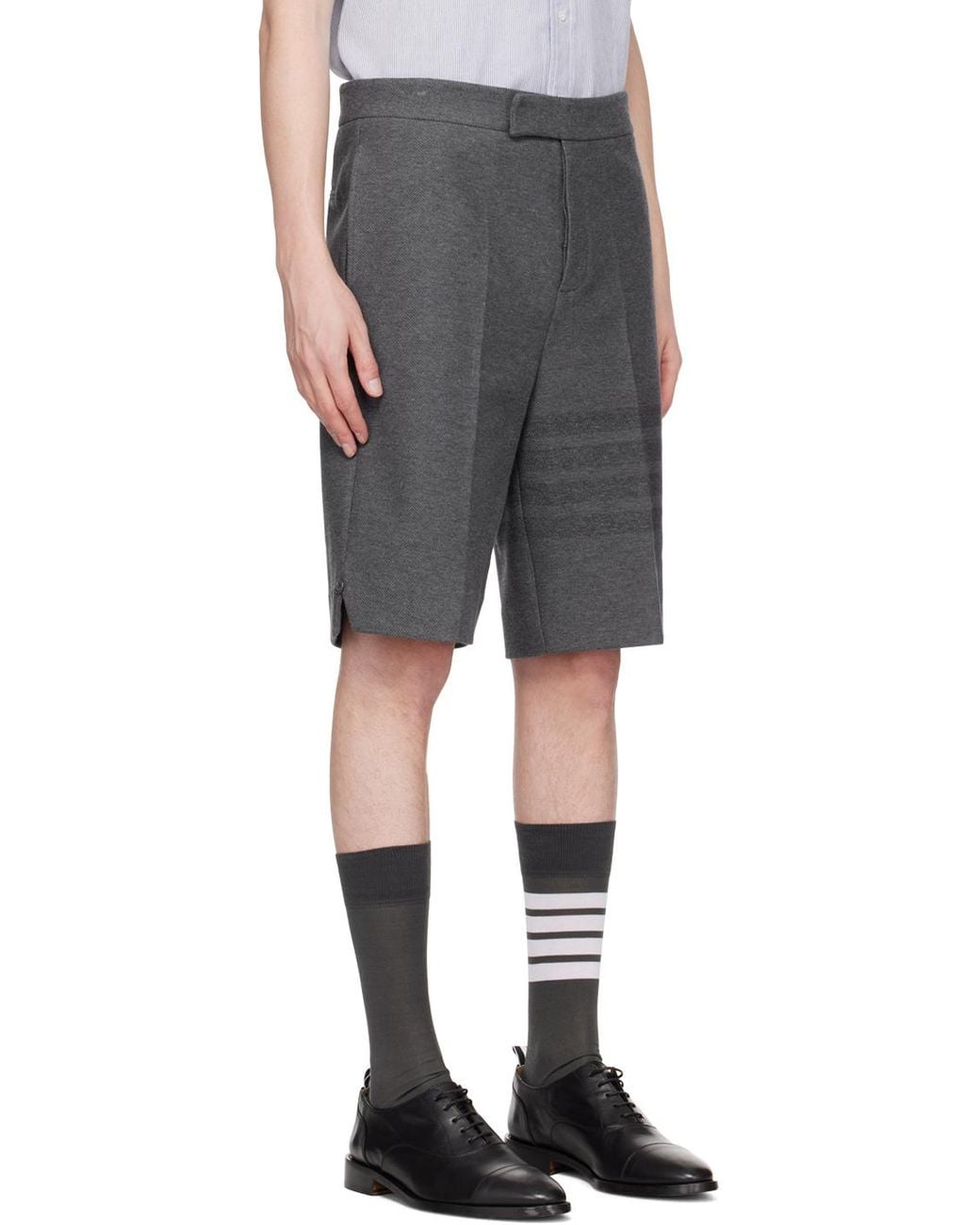 Thom Browne Gray Bar Striped Bermuda Shorts for men