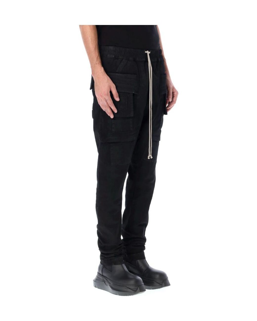 Rick Owens Black Skinny Cargo Trousers for men