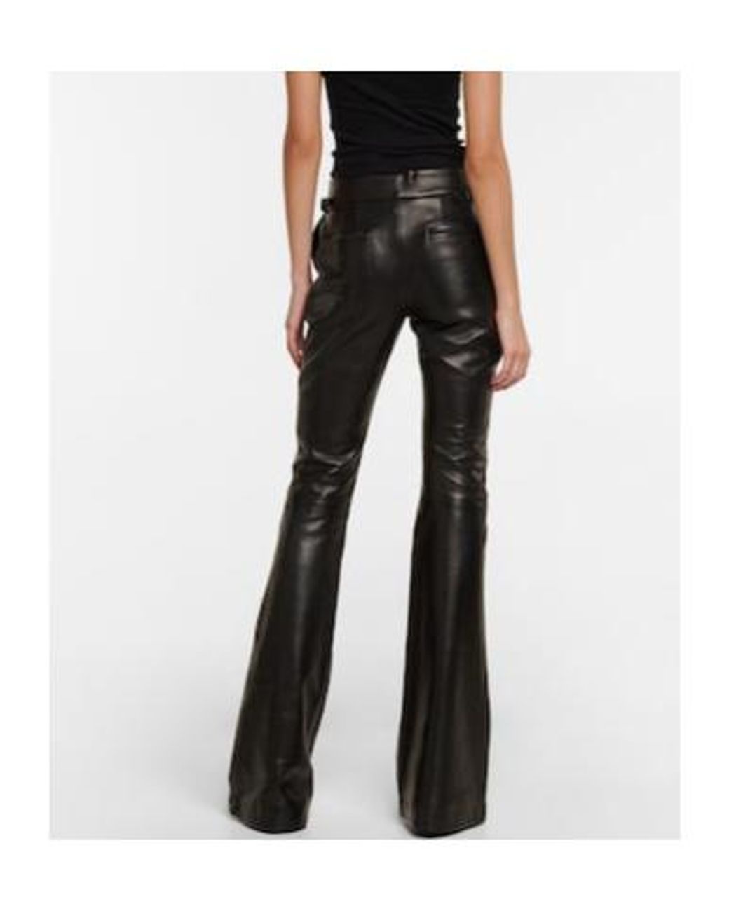 Tom Ford Black Mid-Rise Leather Flared Pants