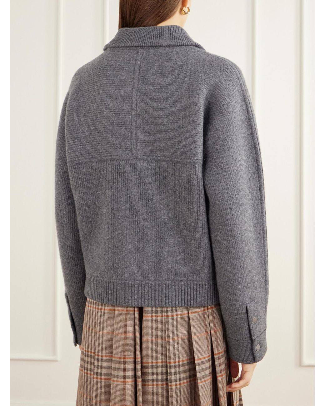 Guest In Residence Gray Rib-Knitted Felted Jacket