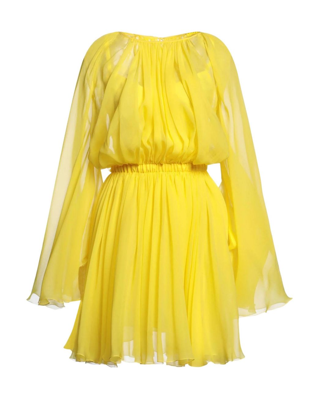 Dolce & Gabbana Yellow Ruched Long Sleeve Dress