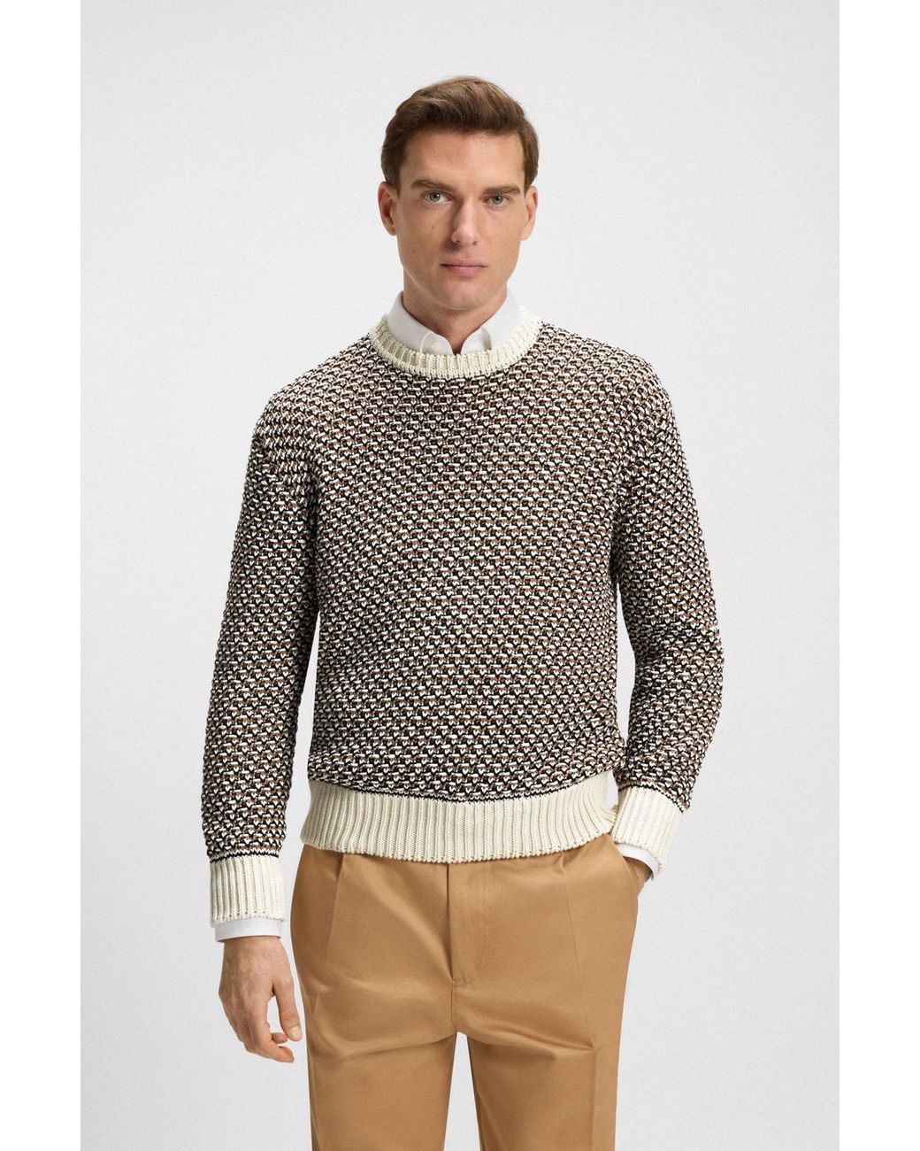 Boss Gray Round-Neck Sweater for men
