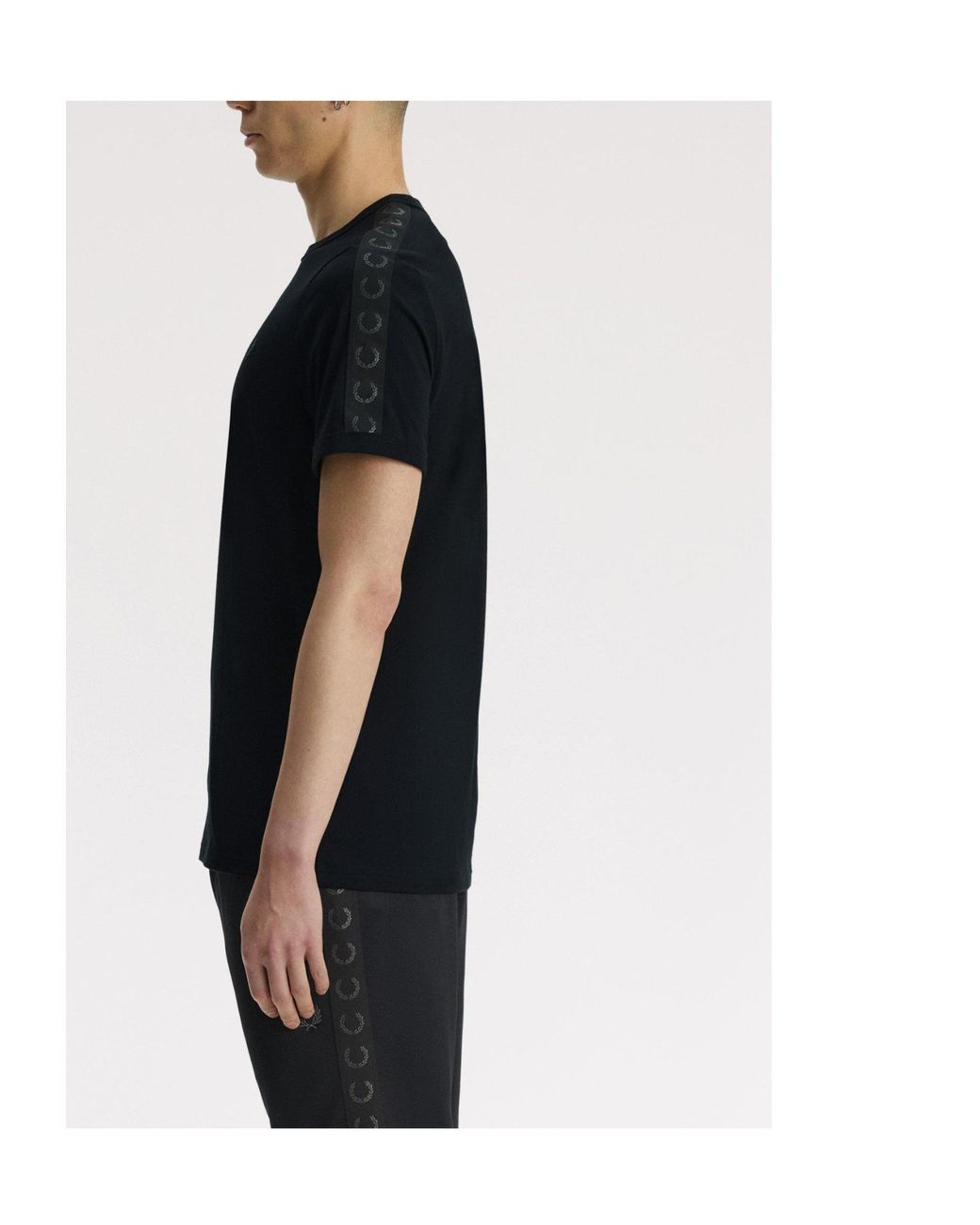 Fred Perry Black Crew Neck Short-Sleeve Tee for men