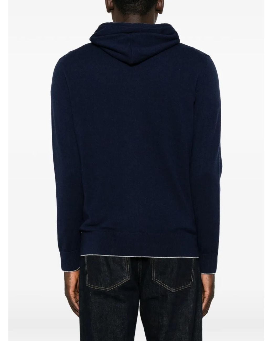 Eleventy Blue Zip-Up Hooded Sweater for men