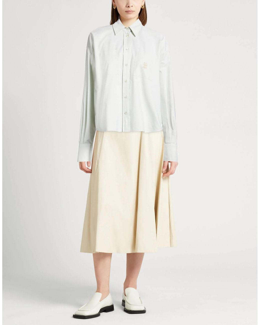 Brunello Cucinelli White Minimalist Solid Color Long-Sleeve Shirt