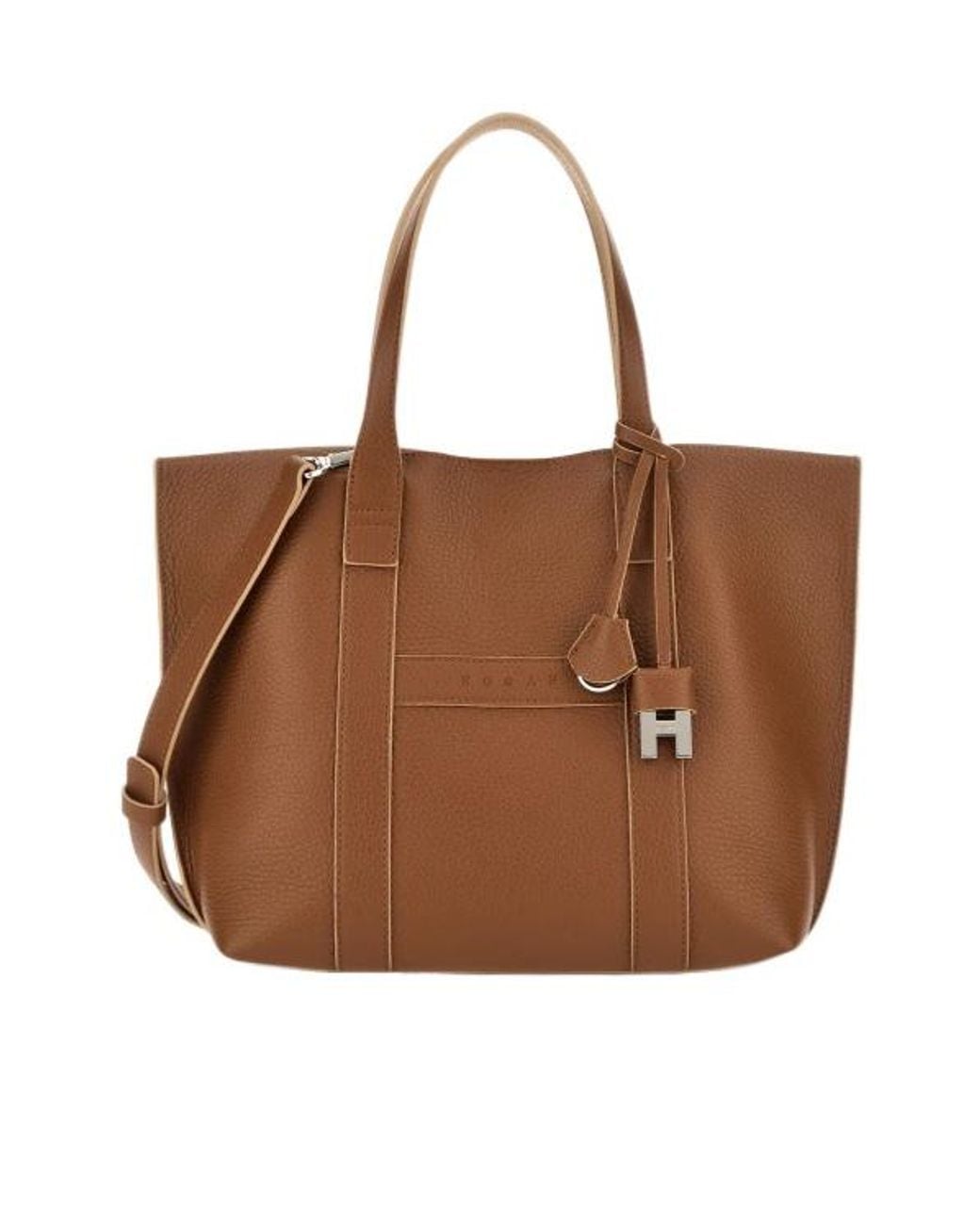Hogan Brown Logo Embossed Top Handle Bag