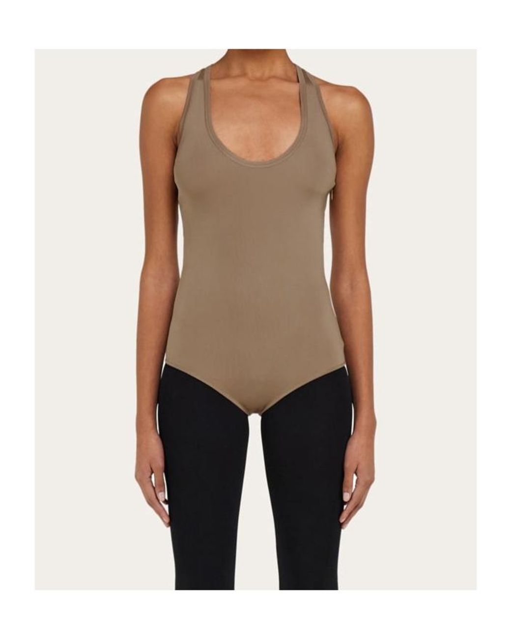 Ferragamo Brown Ferragamo Sleek Racerback Knitted Bodysuit