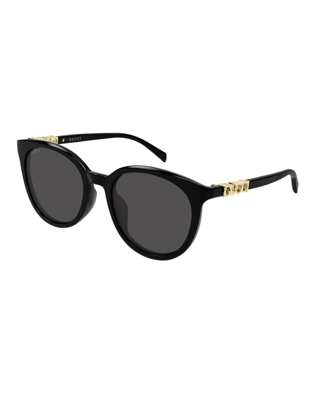 Gucci Black Round-Oval Panthos Sunglasses