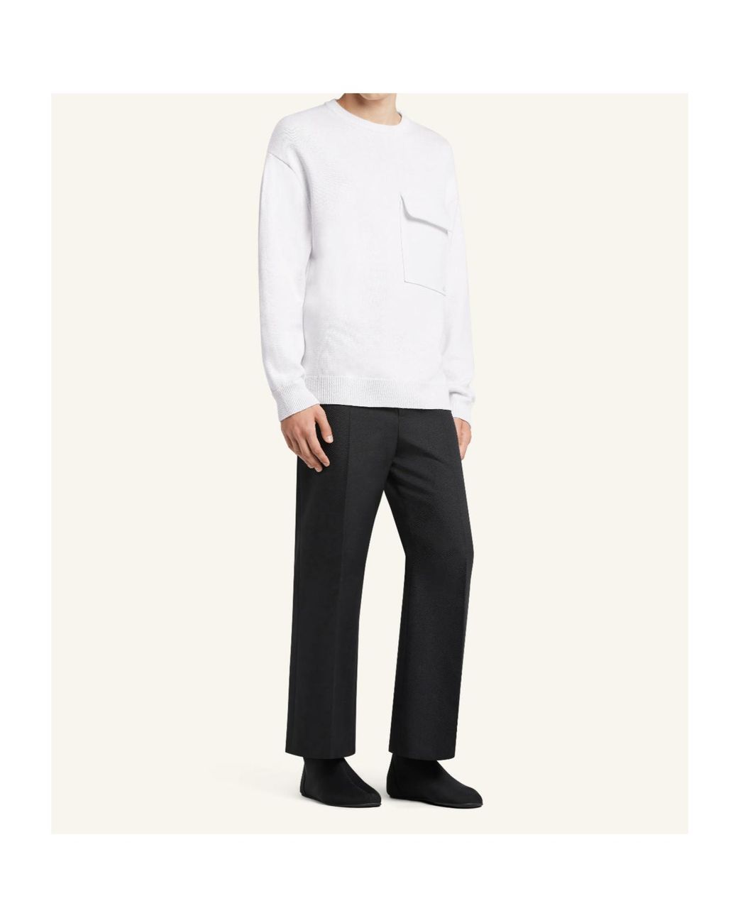 Courreges White Chest-Pocket Crew-Neck Sweater for men