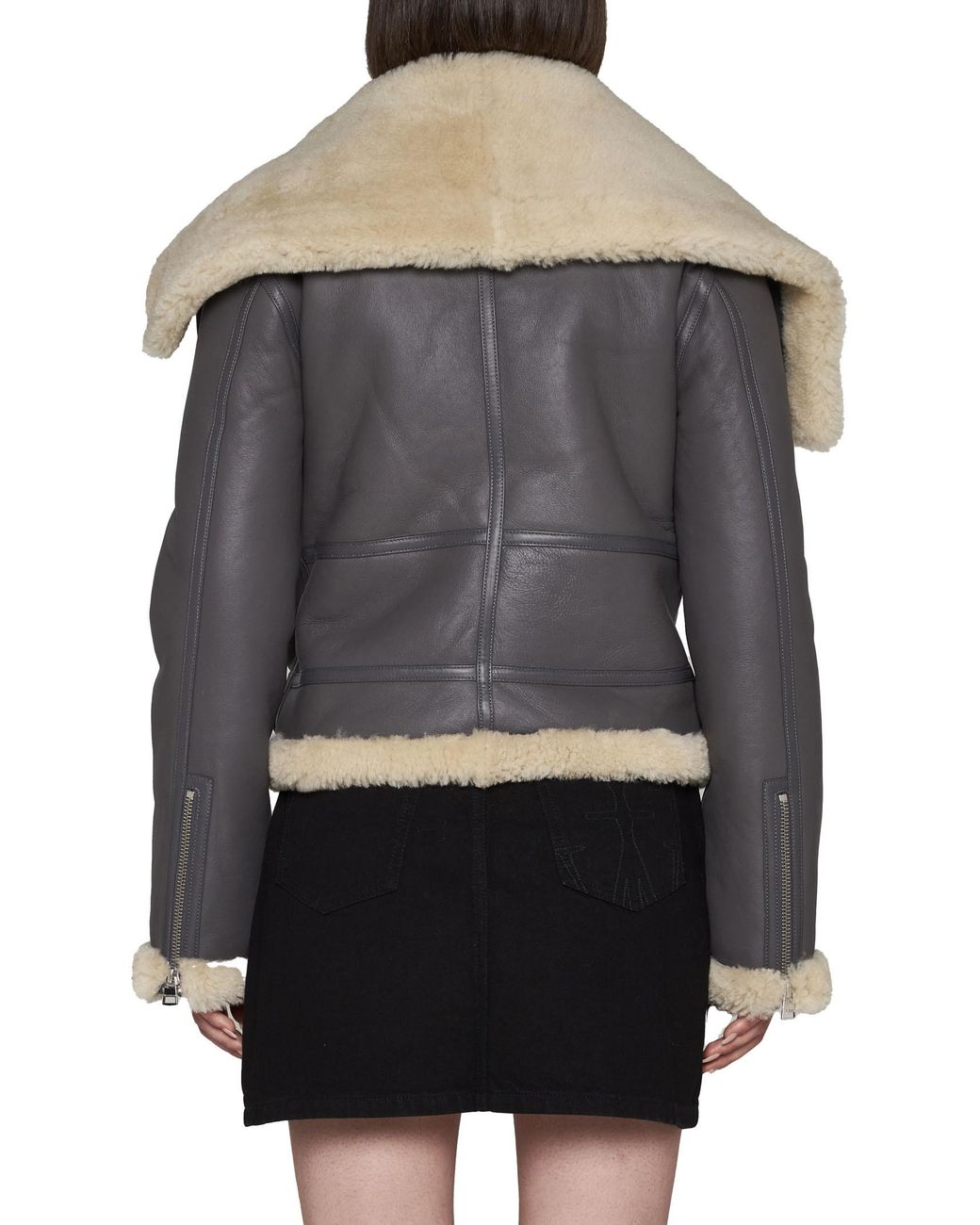 J.W. Anderson Black Jw Anderson Fleece-Collar Leather Jacket