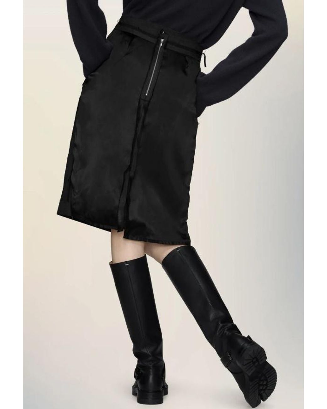 Maison Margiela Black Raw Hem Midi Skirt