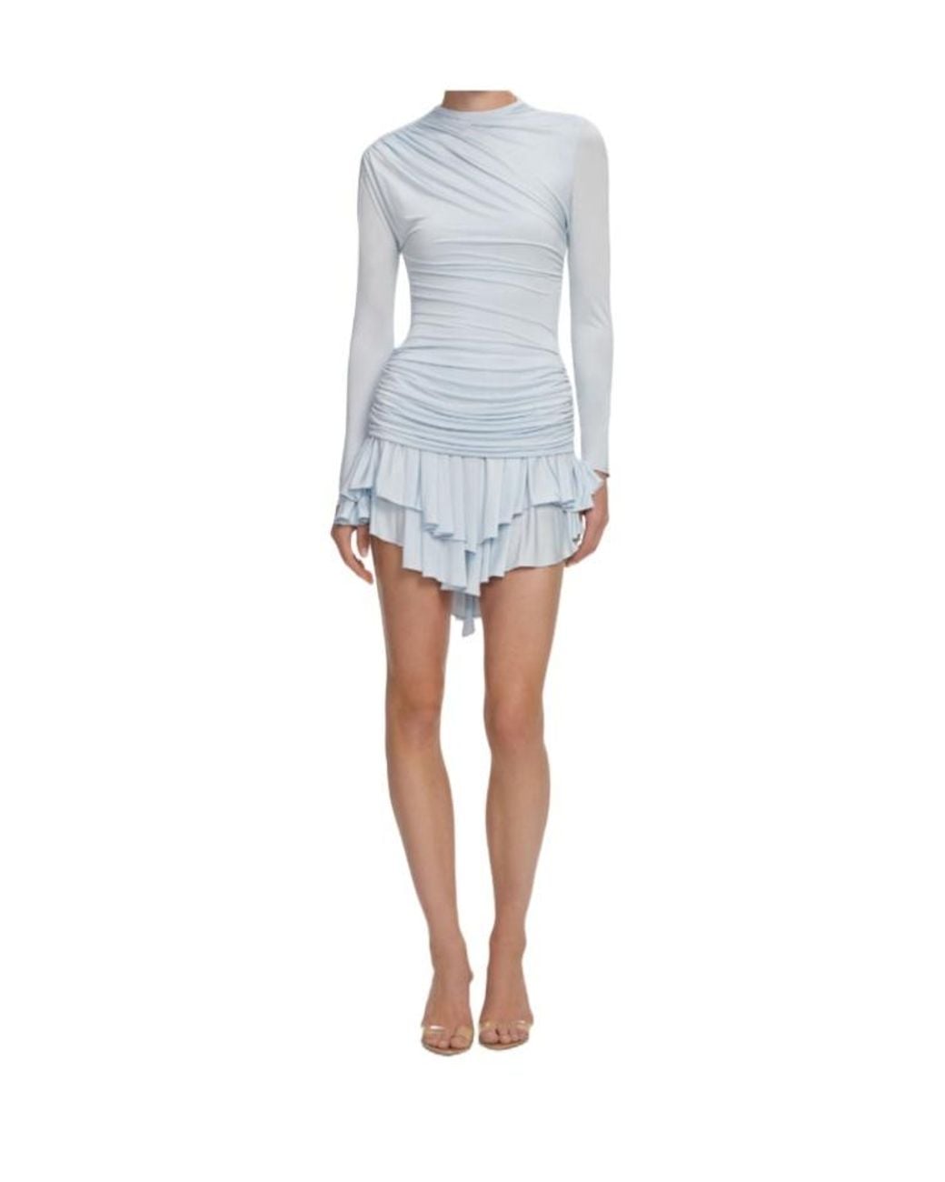 Self-Portrait White Ruffled Long-Sleeved Mini Dress
