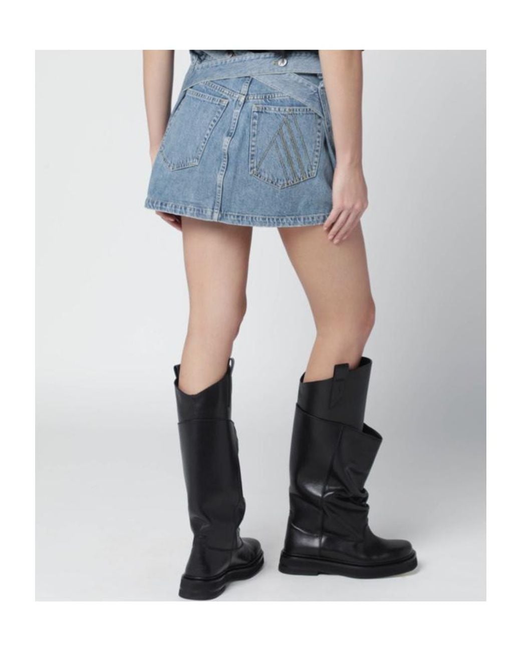 The Attico Blue Logo Stitch Mini Skirt