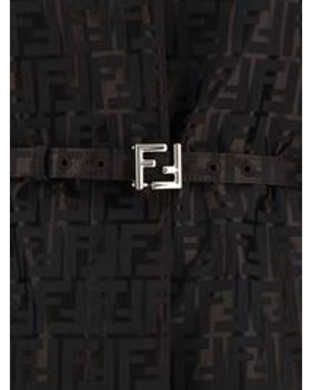 Fendi Black Ff Jacquard Belted Coat