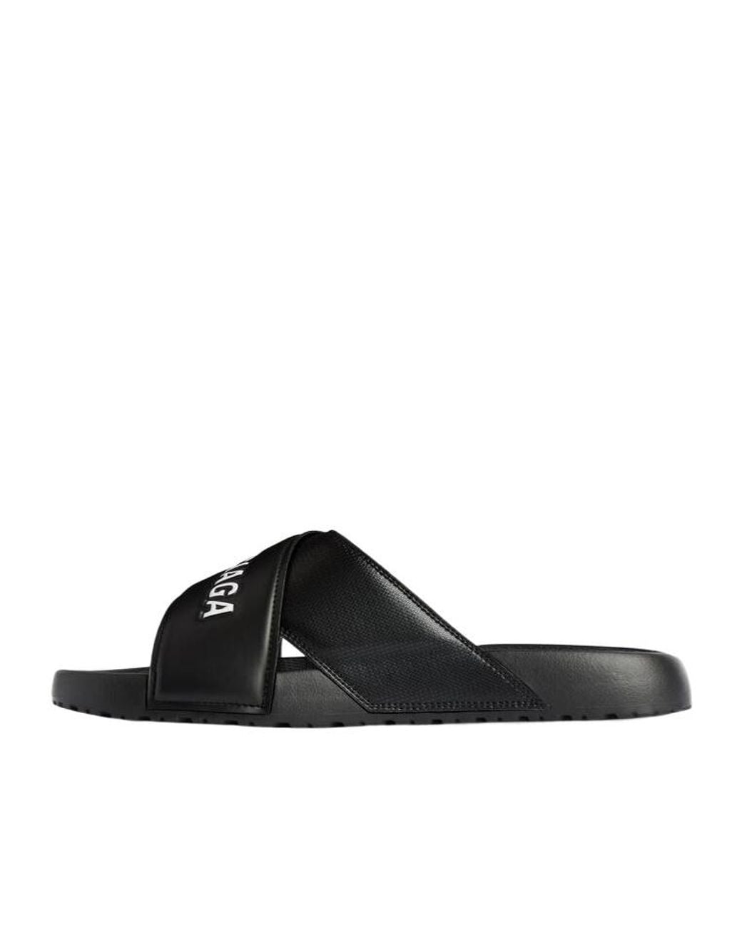 Balenciaga Black Crisscross Logo Slides for men