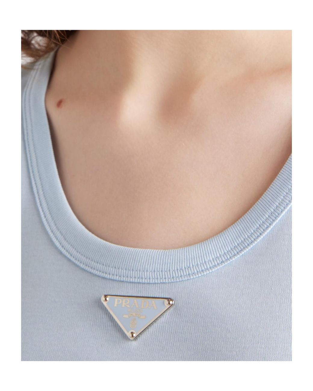 Prada Blue Ribbed Knit Top