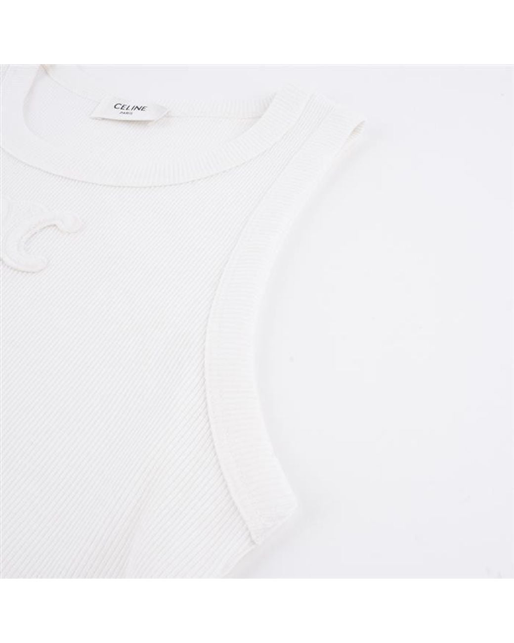 Celine Triomphe Tank Top in White | Lyst