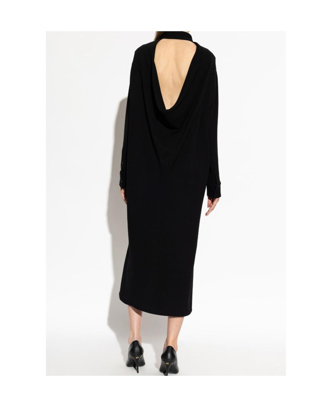 Balenciaga Black Collared Long-Sleeve Dress