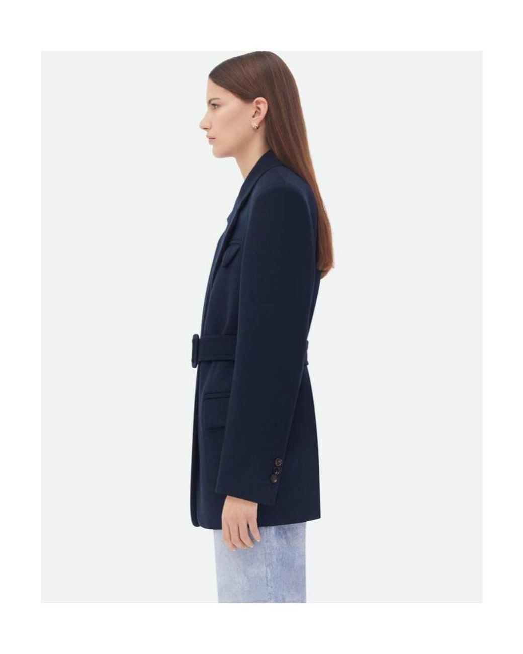 Bottega Veneta Blue Classic Labels Belted Coat