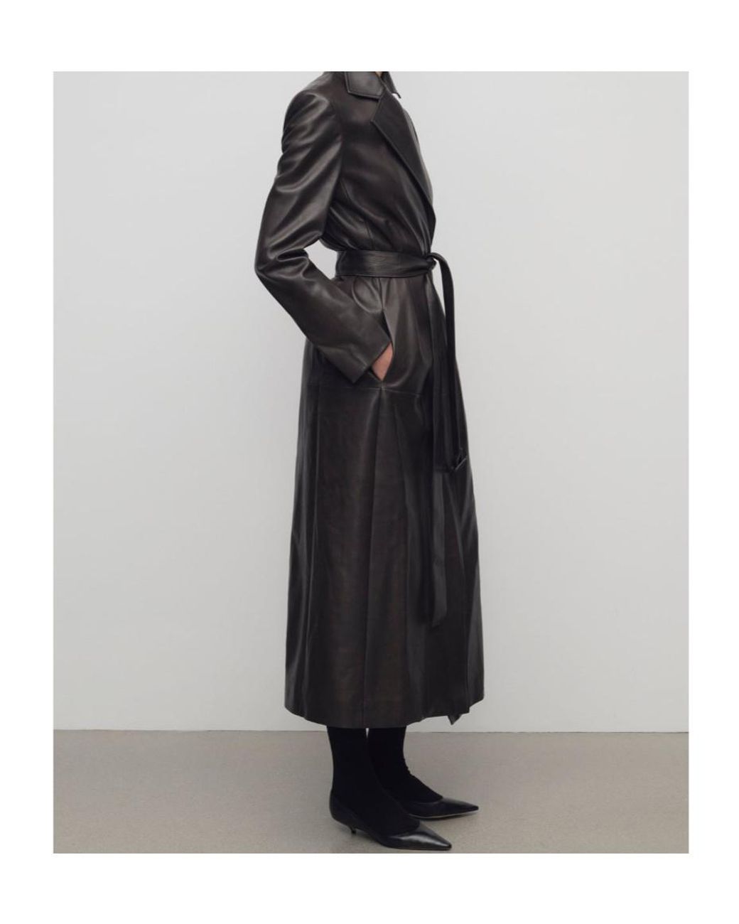 The Row Brown Raisa Leather Coat