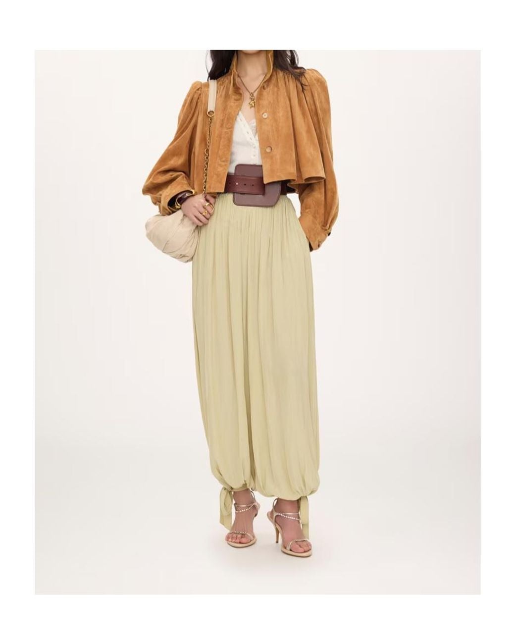 Chloé Brown Pleated Leather Jacket