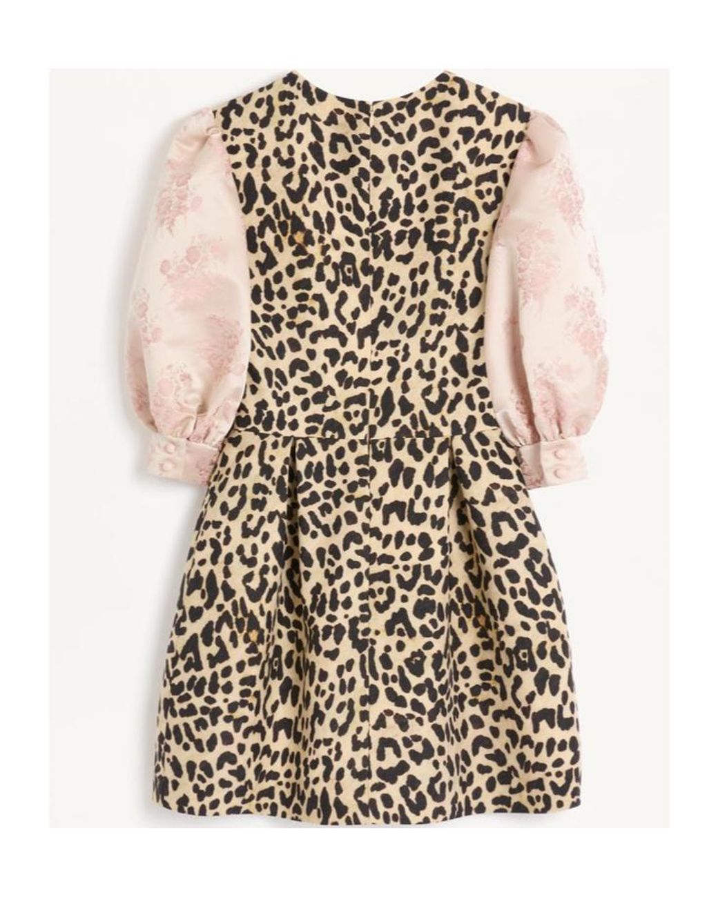 Valentino Natural Leopard Printed Puff-Sleeved Mini Dress