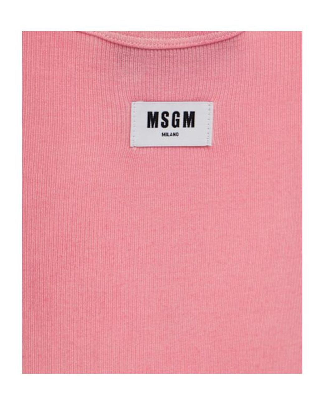 MSGM Pink Ribbed Stretch Viscose Tank Top