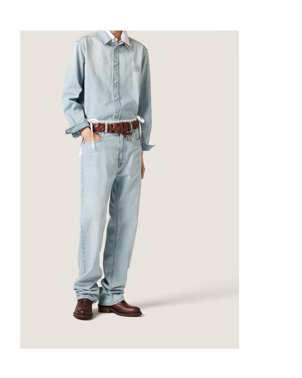 Miu Miu Blue Five-Pocket Washed Denim Jeans