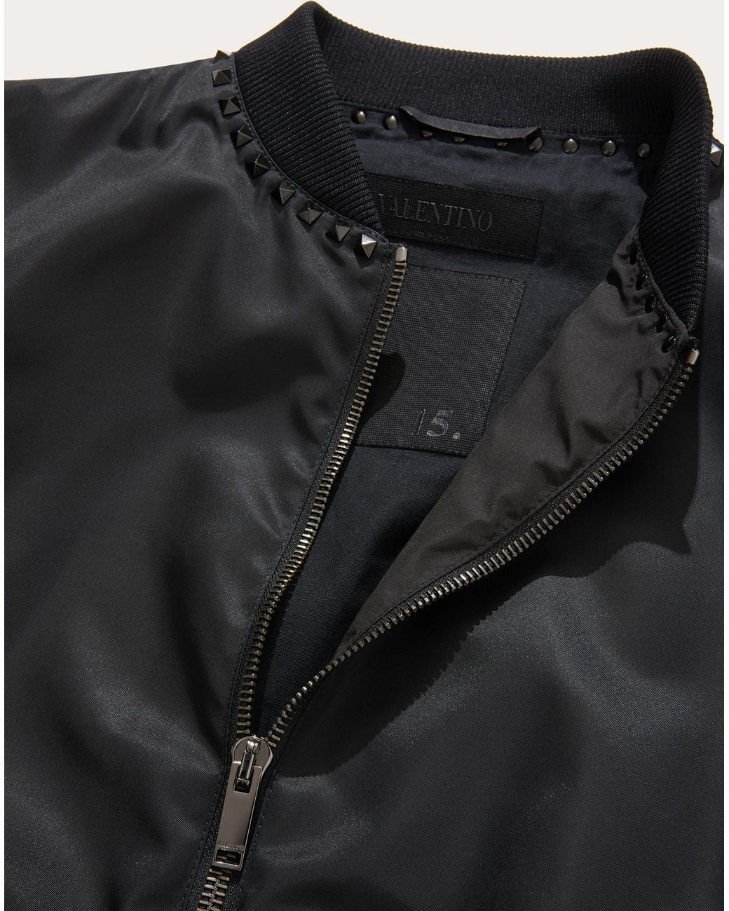 Valentino Black Stud Detailed Zip-Up Bomber Jacket for men
