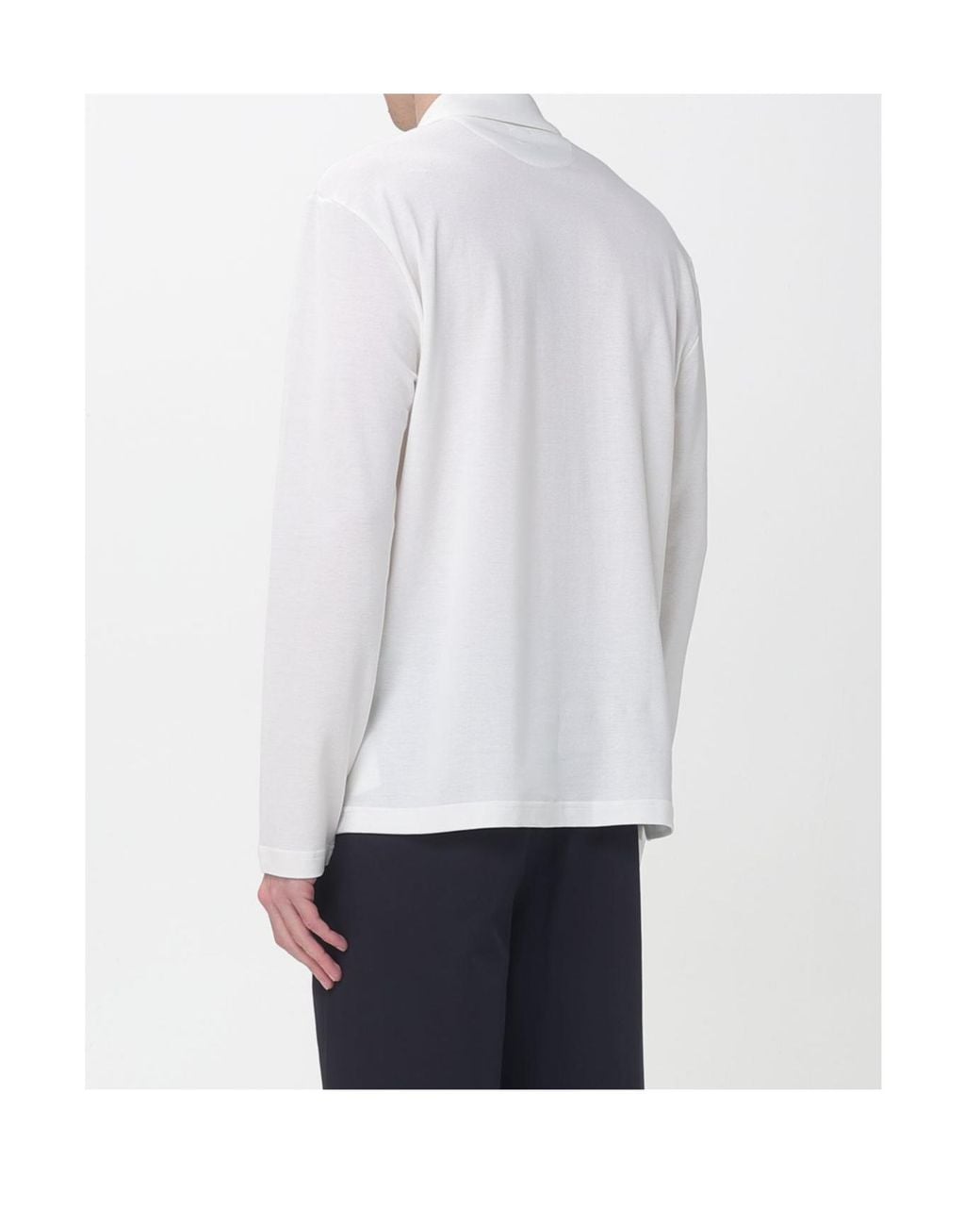 Eleventy White Long-Sleeve Polo Shirt for men