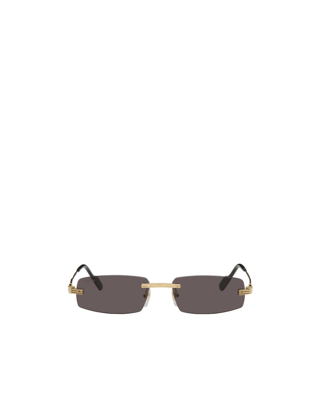 Cartier White Premiere De Rectangular Frameless Sunglasses