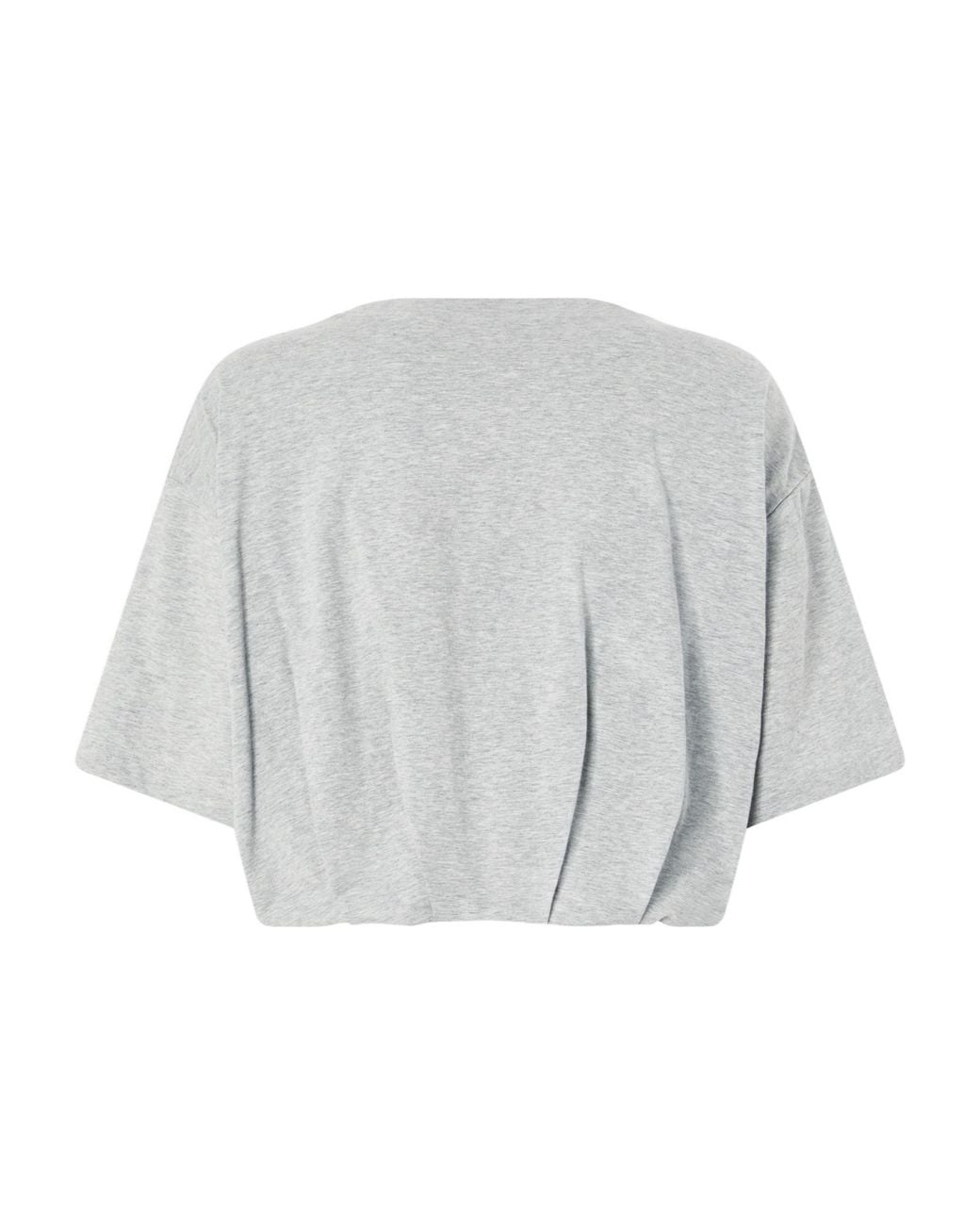Pinko Gray Torrone Cropped Jersey T-Shirt