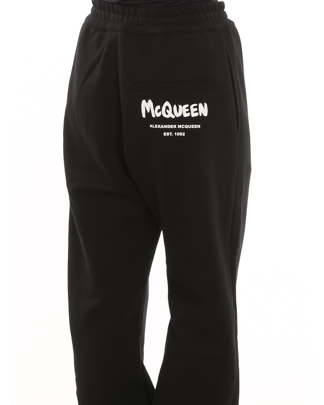 McQueen Black Logo Printed Jersey Joggers