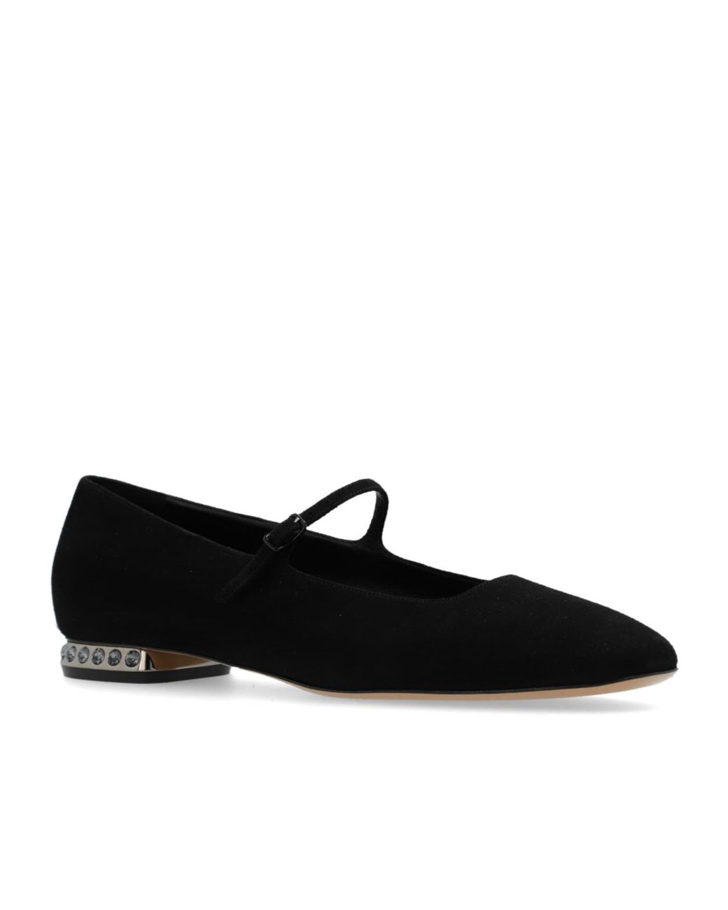 Casadei Black Buckle Square Toe Strapped Pumps